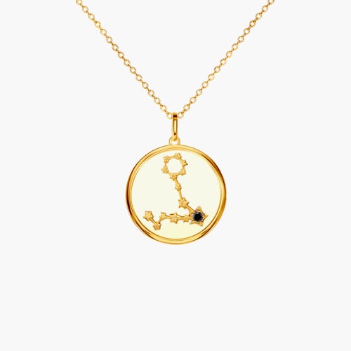 Naszyjnik znak zodiaku ryby Savicki: srebrny pozłacany, czarny diament